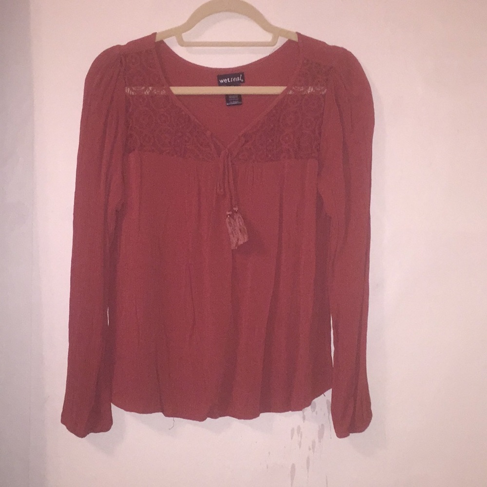 Matte red long sleeve top